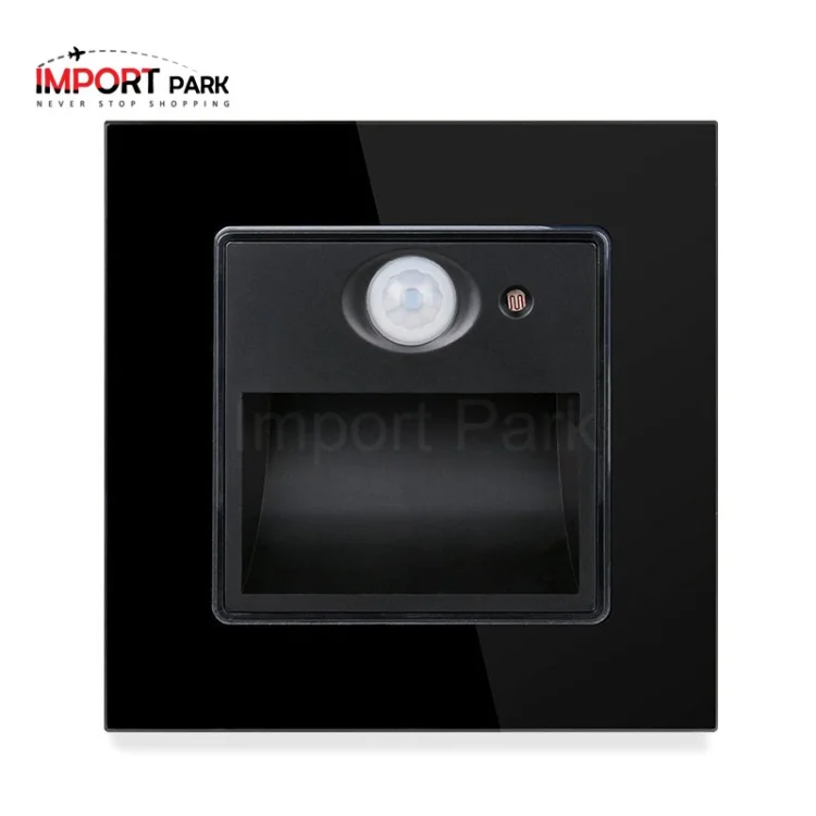 Glass Border Human Body Sensor Lamp Black