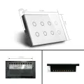 WiFi 4-Gang Smart Touch Screen Glass Panel Wall Switch with Fan Speed Control Black thumbnail 5