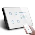 WiFi 4-Gang Smart Touch Screen Glass Panel Wall Switch with Fan Speed Control White thumbnail 2