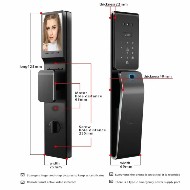 L21 Smart Door Lock with 3D Face Recognition with active video call - ছবি 5
