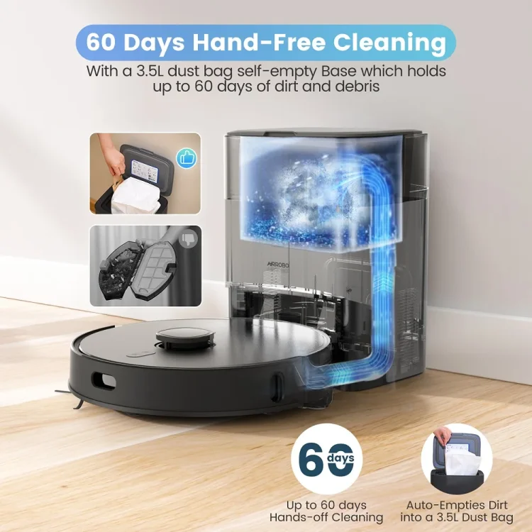 AIRROBO T20+ Self-Emptying Robot Vacuum Cleaner with Dry and Wet Mopping - ছবি 3