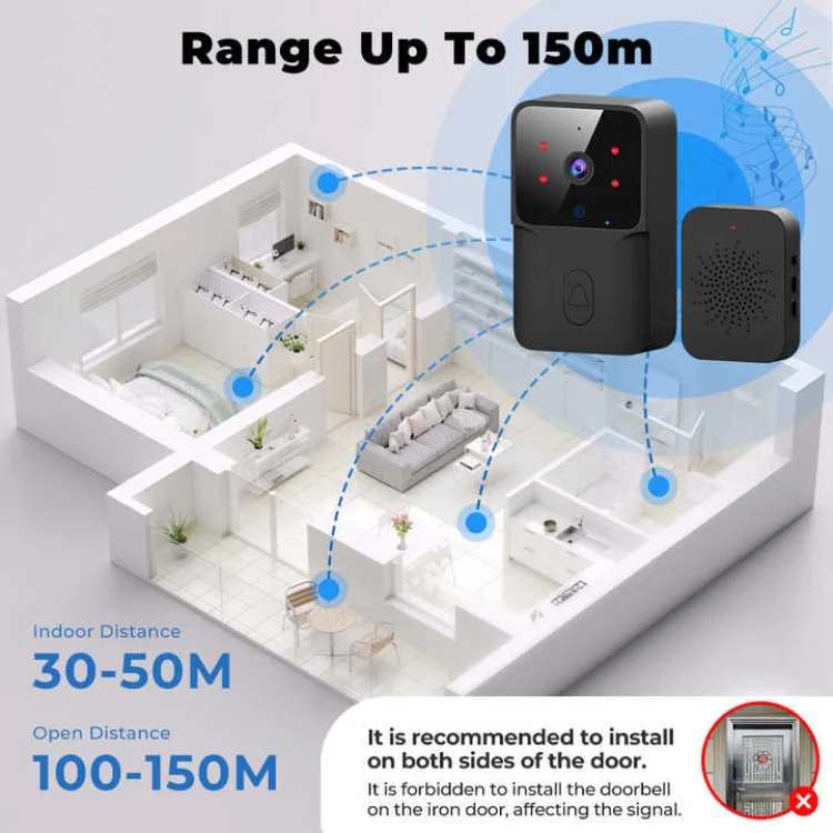 Tuya WiFi 1080P HD Video Doorbell Camera Wireless Waterproof IP55 Door Bell with Visual Intercom Camera - ছবি 3