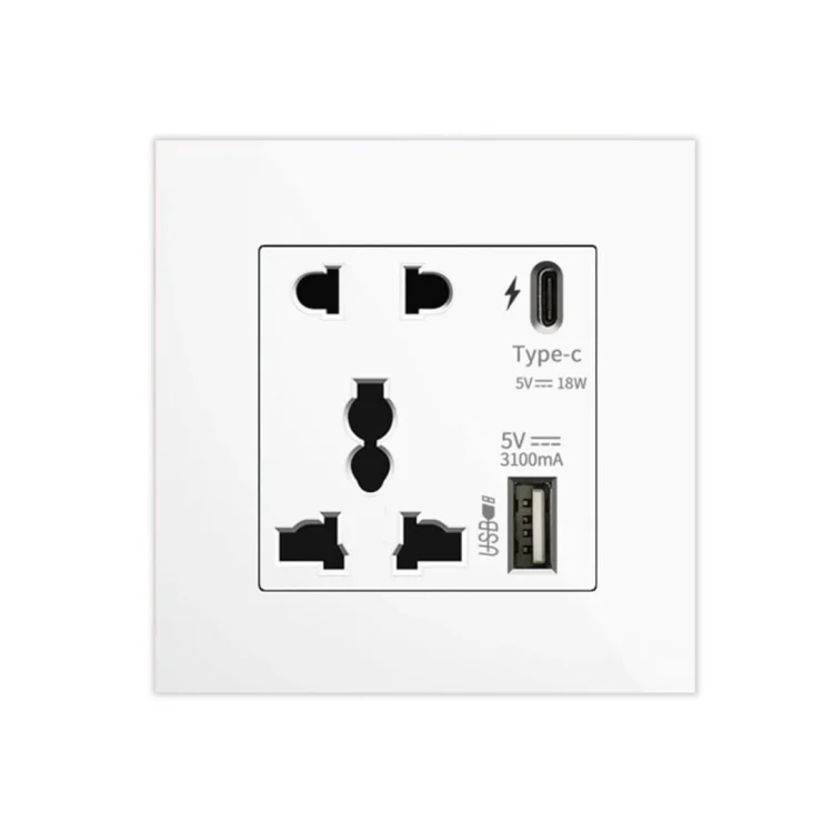 High Quality 18W USB and Type C 5pin Wall Socket White