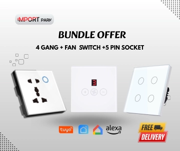 Smart 4 Gang + Fan + 5 pin Socket