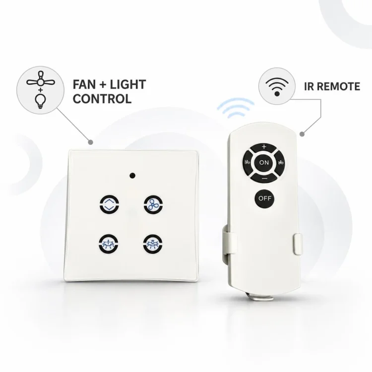 Fan + 2 Light control Switch  with IR Remote