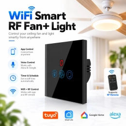 Wifi Smart Fan and Light Switch RF Black