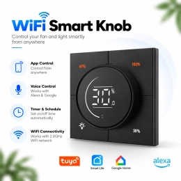 Premium Knob WiFi Smart Fan & Light Switch– Manual Control, Alexa & Google Compatible