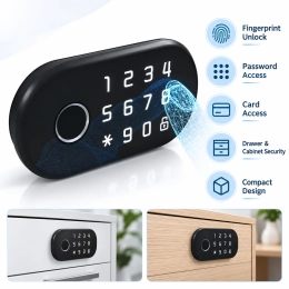 Fingerprint and password system drawer and cabinet lock